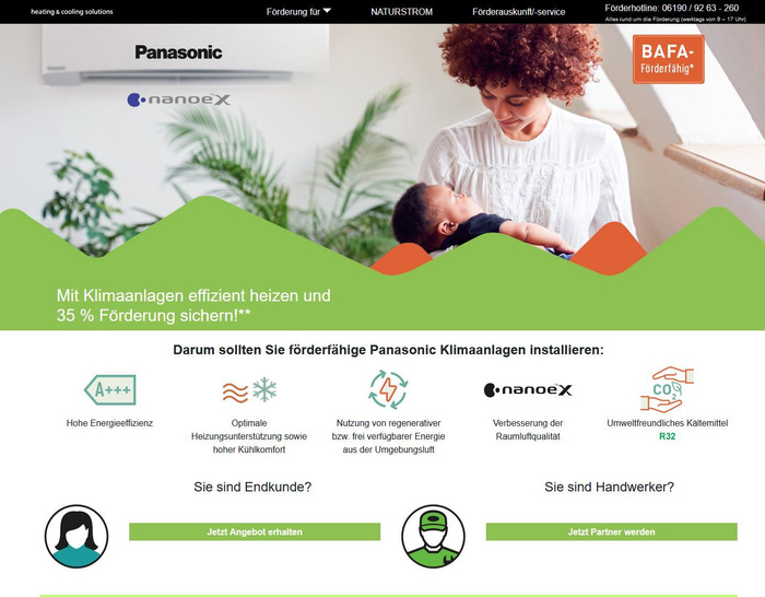 Panasonic hat auf seiner Homepage alle relevanten Informationen zu den Förderungen für Interessenten und Installateure zusammengetragen. - © Panasonic
