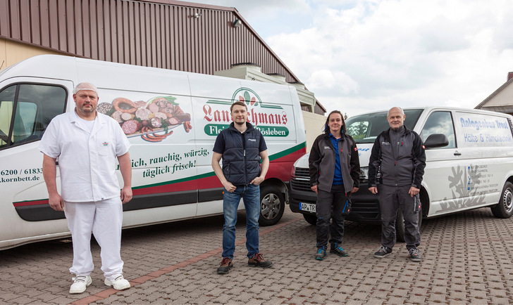 Sie sorgten für einen reibungslosen Projektablauf – das Team der Böslebener Fleischerei von Fischer Kälte-Klima in Chemnitz und 
Anlagenbau Trost aus Grammetal.