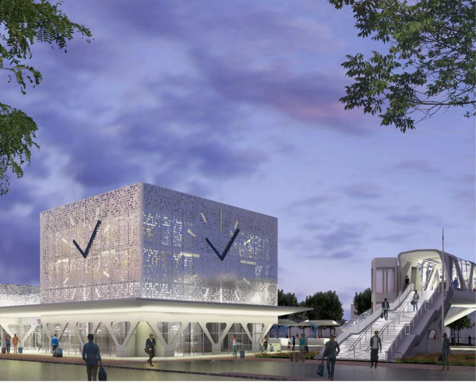 Bild 1: Der Bahnhof im elsässischen Hagenau ist nicht nur durch eine moderne Architektur gekennzeichnet, sondern auch durch die Ausstattung mit Luftenergiezählern.