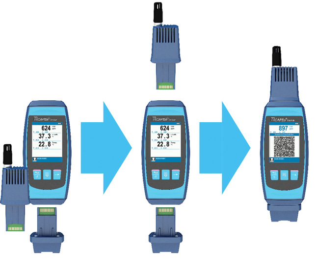 Der Basisgriff CAPBs device und das Sensormodul AQ 36 erlauben zusammen mit dem optionalen Datenlogger-Interface IF20 verschiedene Langzeitmessungen und -analysen.