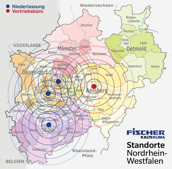 Zukünftige Struktur der Fischer-Standorte in Nordrhein-Westfalen - © Bild: Fischer Kälte-Klima 2022

