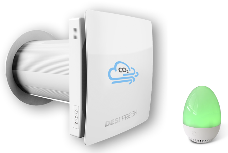 Lüftungsgerät Desi Fresh mit CO2-Sensor (rechts).