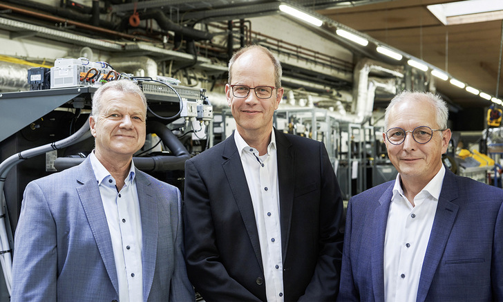  Waterkotte-Geschäftsführer Thomas Wazynski (Mitte) und die Geschäftsleiter Andreas Jung (li.) und Claus-Rainer Fischer (re.)