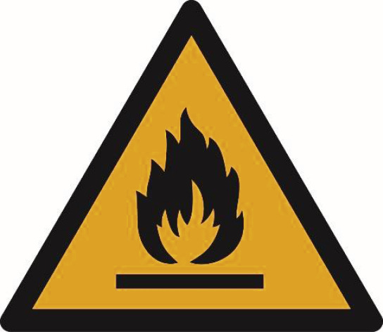  Flammensymbol nach EN ISO 7010 W021
 