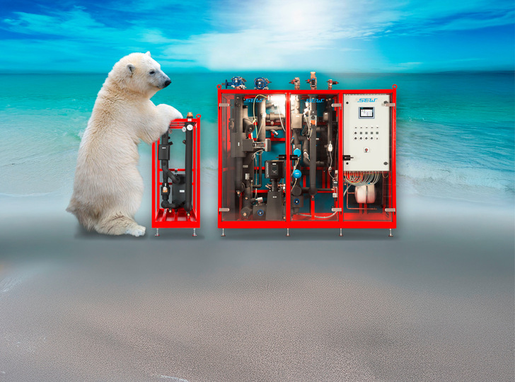 Die Installation des GSWT-Nachkühlers erfolgt modular zur vorhandenen Pumpen-Armaturen-Baugruppe (PAG) von SEW.