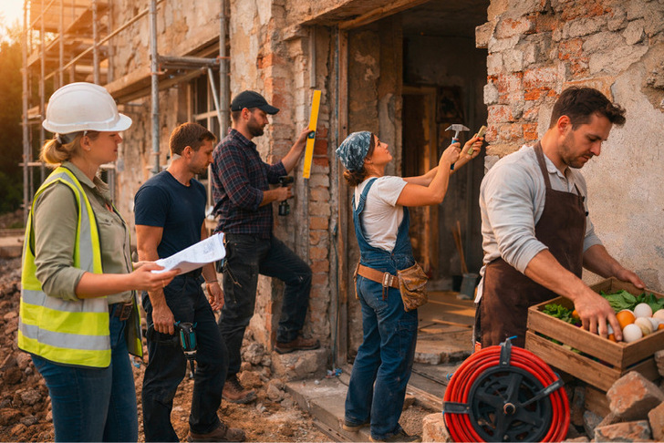 Handwerker-Teams messen sich im Wettbewerb.