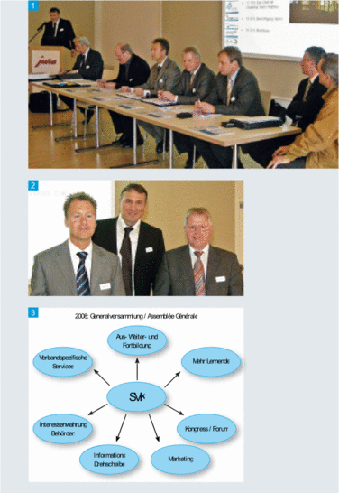 1 Die diesjährige Generalversammlung des Schweizerischen Vereins für Kältetechnik (SVK) fand am 13. März im Seminarraum der JURAWorld of Coffee in Niederbuchsitten in der Nähe von Olten statt. 68 Personen folgten den zukunftsbezogenen Ausführungen des Vorstands, hier vorgetragen von SVK-Präsident Marc Stampfler.2 Neu im Vorstand sind Daniel Baumann (l.) als Obmann der Berufsbildungskommission und Daniel Sigrist (r.) als Obmann der neu geschaffenen Marketing-Kommission (MK). Sie werden hier von SVK-Präsident Marc Stampfler (M.) nach ihrer Wahl beglückwünscht.3 Der Schweizerische Verein für Kältetechnik (SVK) bildet das Zentrum der Branche und ist geprägt von einer überzeugenden Aufgabenfülle.