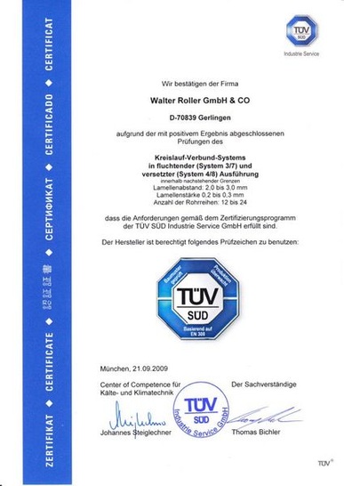 Baumusterprüfung von Roller Lamellensystemen