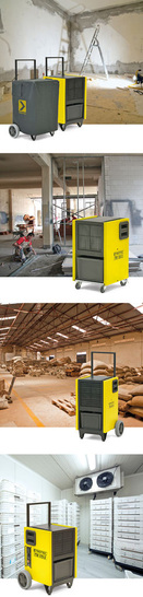 Die mit verschiedenen Leistungen vorliegenden Gewerbe-Luftentfeuchter der TTK-S-Serie eignen sich für Renovierung, Hausbau, Lager und Kühlraum (von oben).