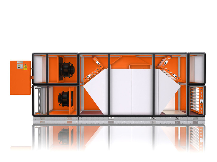 Durch die patentierte Abluftvorkühlung erhöht sich die Leistung der adiabaten Verdunstungskühlung um bis zu 33 Prozent.