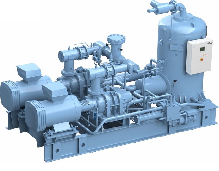 Beispiel eines Packages mit zwei Schraubenverdichtern und gemeinsamen peripheren Komponenten: ein GEA Grasso SPduo
