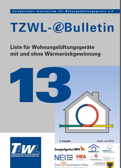Das eBulletin Nr. 13 von TZWL enthält nun Informationen zu fast 200 Wohnungslüftungsgeräten von über 50 Herstellern.