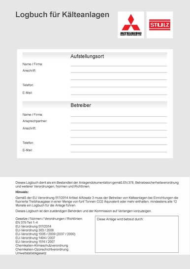 Anlagen-Logbuch für Klimafachinstallateure an aktuelle Normen und Richtlinien angepasst