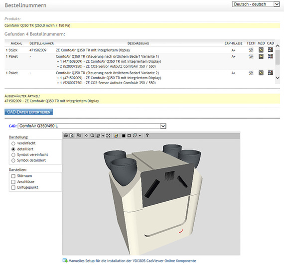 BIM-Daten für Wohnraumlüftungsprodukte