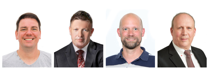 Neue Vertriebsmitarbeiter bei KaMo (v.li.): Mario Laumann, Ulrich Opp, Thorsten Emrich, Marc Schönhofen.