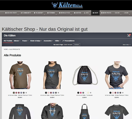 Der Shop ist eine von vielen Funktionen des KältenKlubs.