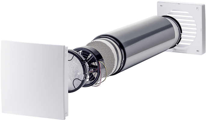 Einzelraum-Lüftungsgeräten PushPull 45 mit Wärmerückgewinnung.