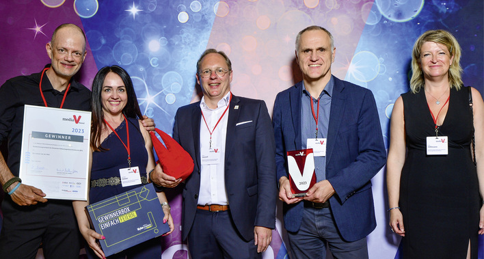 Vertreter von Agentur und BIV nach der Preisübergabe (v.l.: D. Steiger, S. Hohm, B. Sielaff, D. Asche, A. Hillmann)