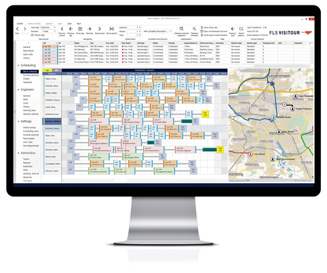  Digitale Einsatz- und Tourenplanung: Auf der digitalen Plantafel ­(Gantt-Chart) und der Karte haben die Disponenten alle Aufträge und Techniker im Blick.