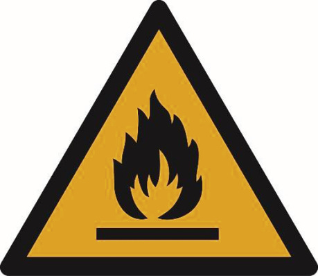  Flammensymbol nach EN ISO 7010 W021
 