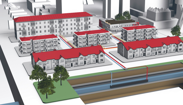 In die Stadtplanung integriert: Als Quartiers­lösung können die Versorgungsnetze mit kurzen Strecken auskommen.