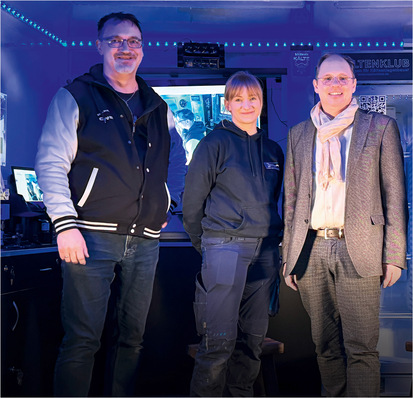 V.l.: Der olle Rehfeld, Milena Kuhrts und Bundesinnungsmeister Björn Sielaff, der uns als Gastgeber seine Halle zur Verfügung gestellt hat.