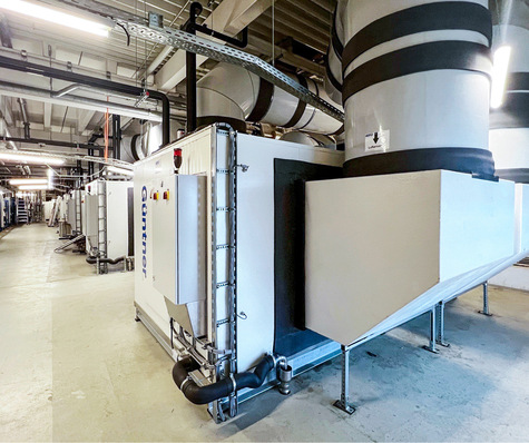 Ein Teil der erzeugten Wärme wird für Heiz- und Brauchwasser genutzt.