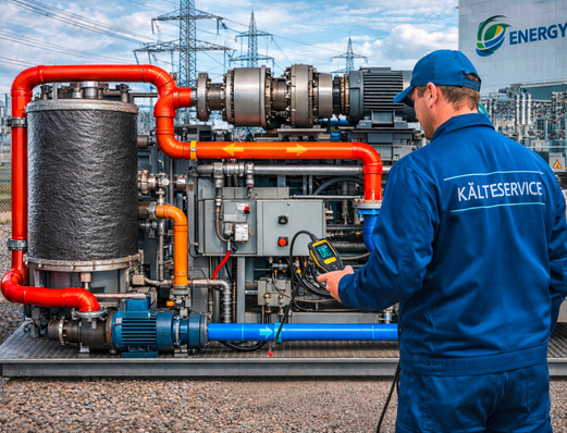 Mechatroniker für Kältetechnik mit der Zertifizierung A1 haben die Sachkunde, um Dichtheitskontrollen an ORC-Anlagen durchzuführen.