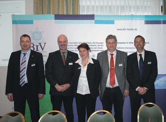 Der neue Vorstand des BIV (v.l.): Bundesinnungsmeister Frank Heuberger, 1. stellvertretender Bundesinnungsmeister Heribert Baumeister, Andrea Lojewski, Wilfried Otto und der 2. stellvertretende Bundesinnungsmeister Klaus Gering