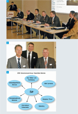 1 Die diesjährige Generalversammlung des Schweizerischen Vereins für Kältetechnik (SVK) fand am 13. März im Seminarraum der JURAWorld of Coffee in Niederbuchsitten in der Nähe von Olten statt. 68 Personen folgten den zukunftsbezogenen Ausführungen des Vorstands, hier vorgetragen von SVK-Präsident Marc Stampfler.2 Neu im Vorstand sind Daniel Baumann (l.) als Obmann der Berufsbildungskommission und Daniel Sigrist (r.) als Obmann der neu geschaffenen Marketing-Kommission (MK). Sie werden hier von SVK-Präsident Marc Stampfler (M.) nach ihrer Wahl beglückwünscht.3 Der Schweizerische Verein für Kältetechnik (SVK) bildet das Zentrum der Branche und ist geprägt von einer überzeugenden Aufgabenfülle.