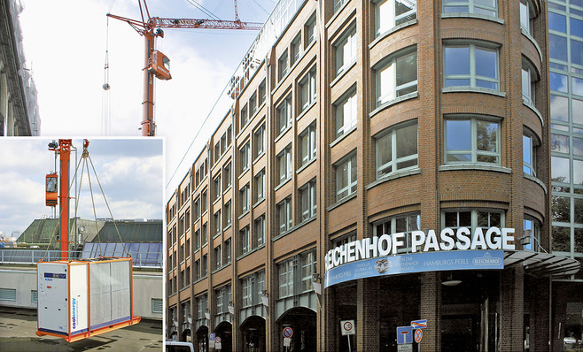 In der Hamburger Bleichenhof-Passage überbrückten die Betreiber den Ausfall der Klimaanlage mit Mietkälte.