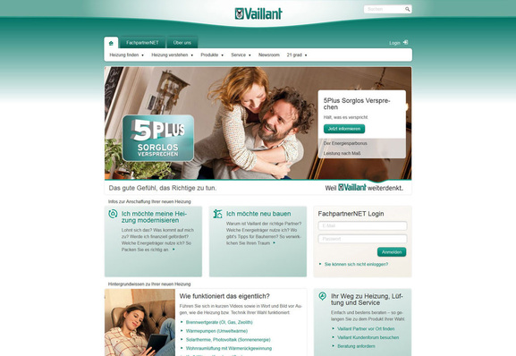 Neue Webseite und neues FachpartnerNET: Vaillant bietet seinen Partnern und Endkunden eine höhere Online-Funktionalität und weitere Serviceleistungen.