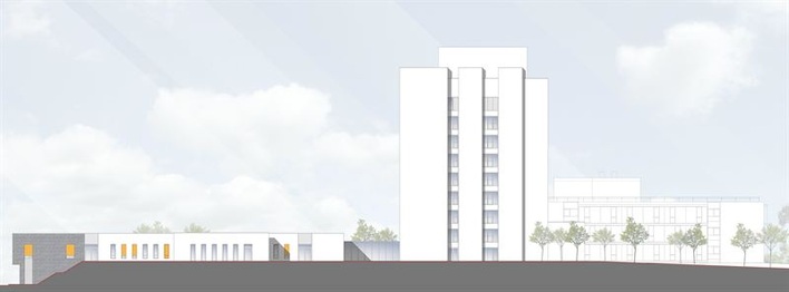 Ost-Ansicht der erneuerten Elblandklinik