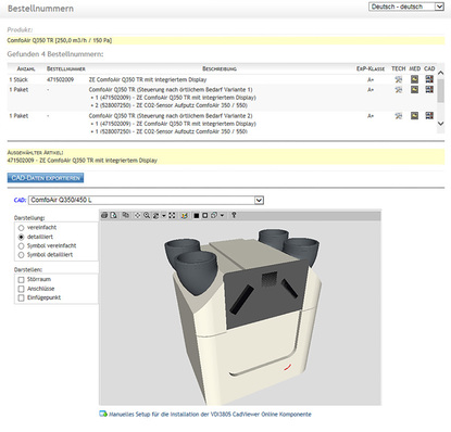 BIM-Daten für Wohnraumlüftungsprodukte