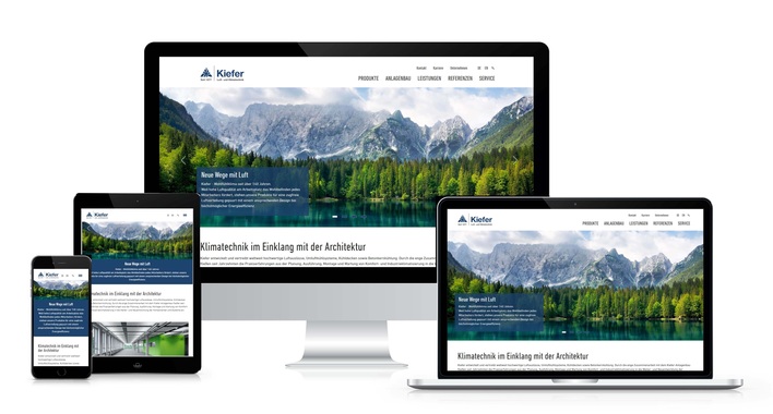 Die Inhalte der überarbeiteten Kiefer-Website passen sich nun automatisch an das jeweilige Endgerät an.